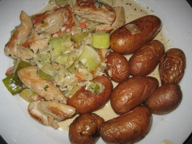 H&auml;hnchenbrustfilets in Porree-Rahm