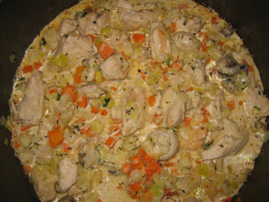 H&auml;hnchengeschnetzeltes mit Champignons in Rahm