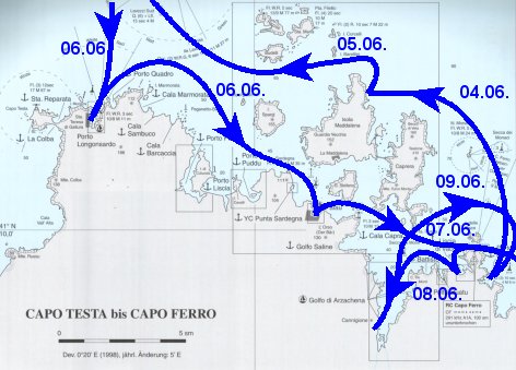Karte aus Andrea Horn / Wyn Hoop - Korsika, Sardinien, Toskanische Inselwelt